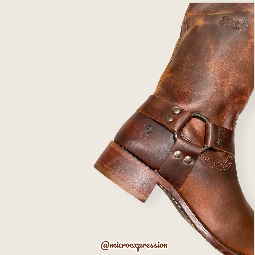 Frye 150th Anniversary Harness 12R Cognac Leather Cavalry Cowboy Distressed Boot - Picture 15 of 16